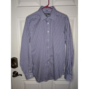 Kenneth Cole Button Down Shirt Slim Fit 16-16.5 / 34-35 Size Large Purple White